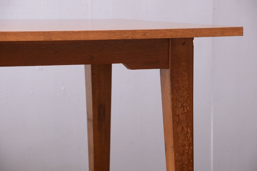 レトロ家具　昭和レトロ　ナラ材天板のアンティークダイニングテーブル