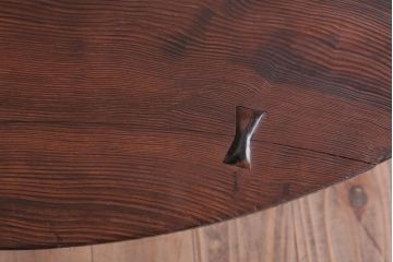 アンティーク家具　和製アンティーク　特大サイズ!黒柿ちぎり入りの高級杉材製丸ちゃぶ台