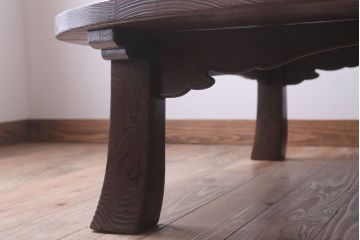 アンティーク家具　和製アンティーク　特大サイズ!黒柿ちぎり入りの高級杉材製丸ちゃぶ台