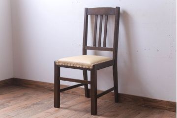 レトロ家具　和製アンティーク　本革座面のレトロなチェア(椅子)