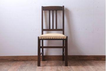 レトロ家具　和製アンティーク　本革座面のレトロなチェア(椅子)