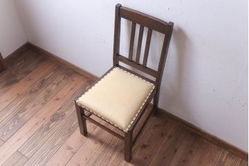 レトロ家具　和製アンティーク　本革座面のレトロなチェア(椅子)