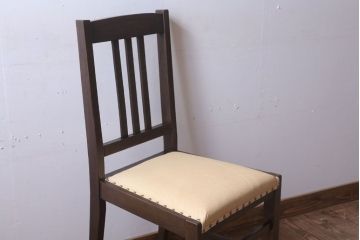 レトロ家具　和製アンティーク　本革座面のレトロなチェア(椅子)