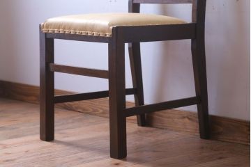 レトロ家具　和製アンティーク　本革座面のレトロなチェア(椅子)