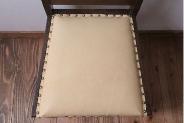 レトロ家具　和製アンティーク　本革座面のレトロなチェア(椅子)
