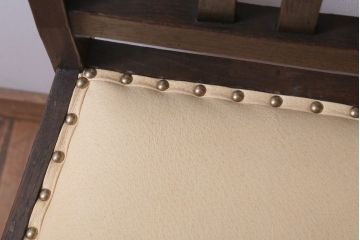 レトロ家具　和製アンティーク　本革座面のレトロなチェア(椅子)