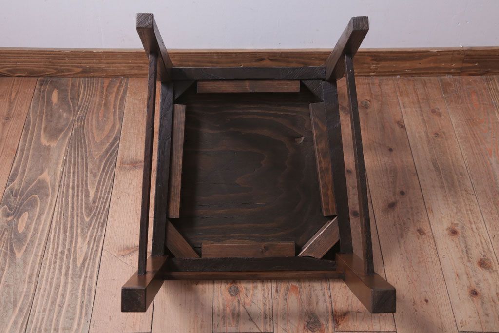 レトロ家具　和製アンティーク　本革座面のレトロなチェア(椅子)