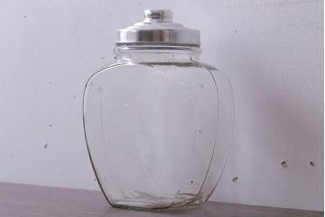 アンティーク雑貨　昭和レトロ　蓋付き!アンティークのガラス瓶(ビン)(1)
