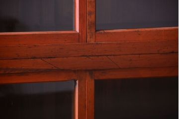 アンティーク家具　和製アンティーク　大正　4枚引き戸の檜材製重ね収納棚(戸棚)