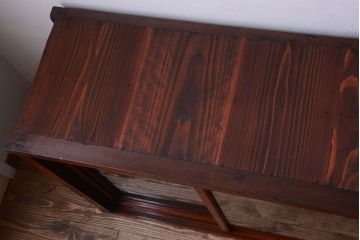 アンティーク家具　和製アンティーク　大正　4枚引き戸の檜材製重ね収納棚(戸棚)