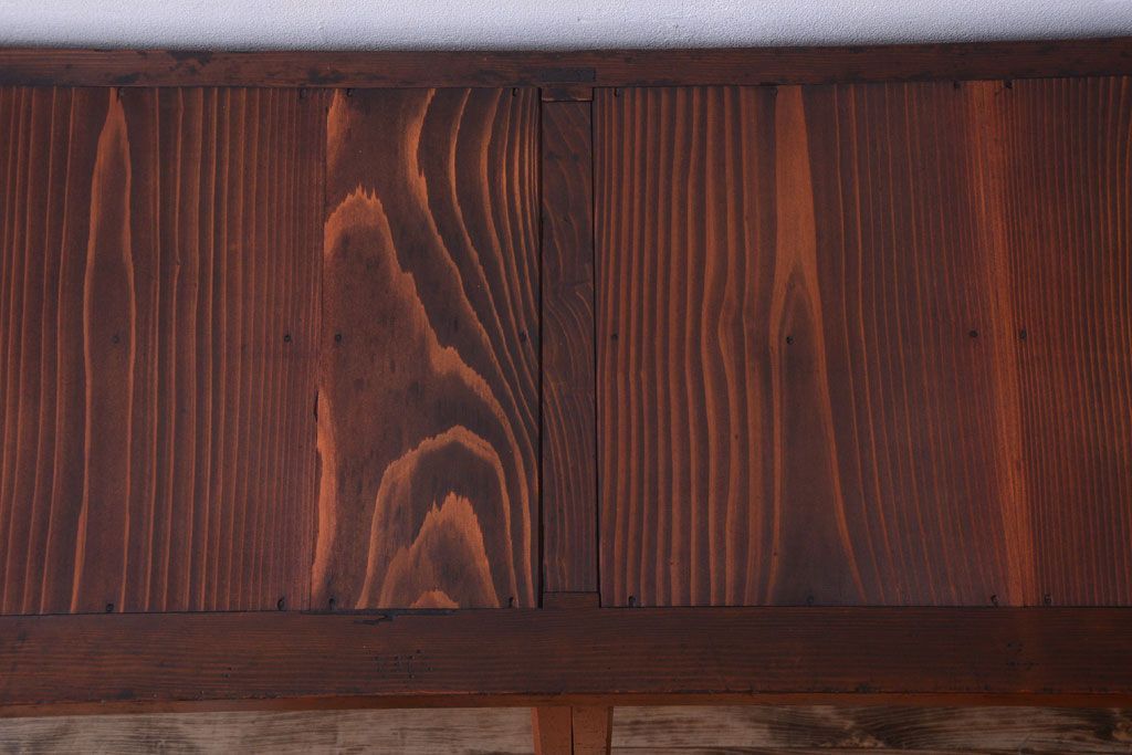 アンティーク家具　和製アンティーク　大正　4枚引き戸の檜材製重ね収納棚(戸棚)