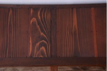 アンティーク家具　和製アンティーク　大正　4枚引き戸の檜材製重ね収納棚(戸棚)