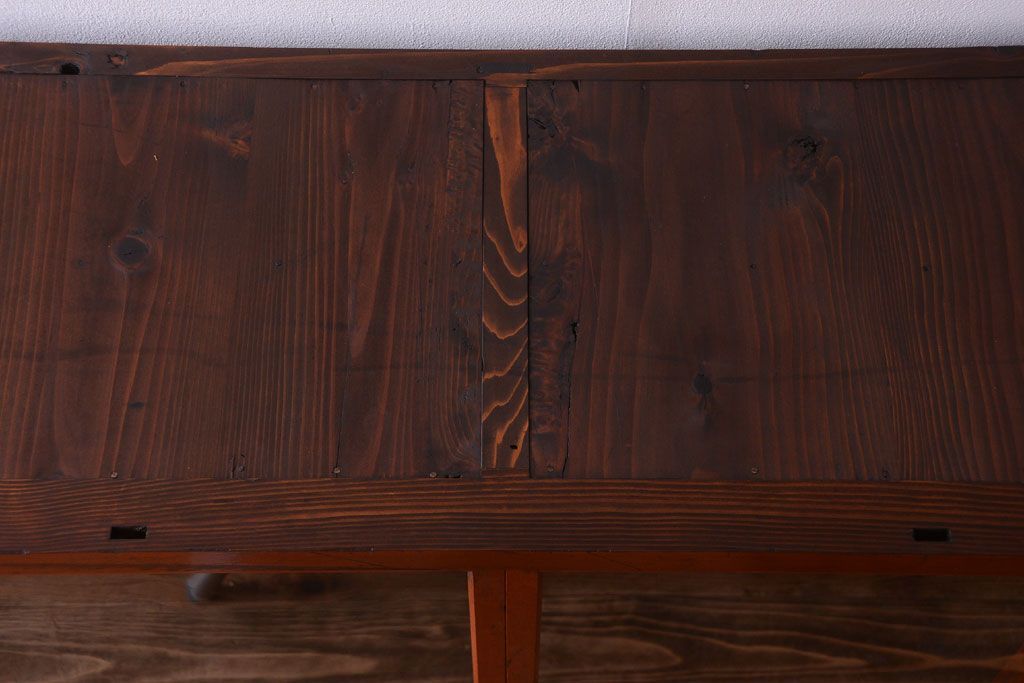 アンティーク家具　和製アンティーク　大正　4枚引き戸の檜材製重ね収納棚(戸棚)