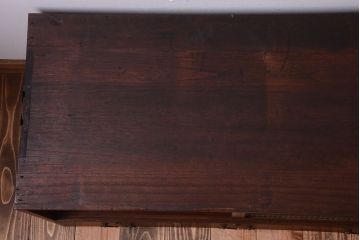 アンティーク家具　和製アンティーク　モールガラス入り!古い木の衣装箪笥ローボード