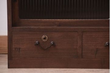 アンティーク家具　和製アンティーク　モールガラス入り!古い木の衣装箪笥ローボード