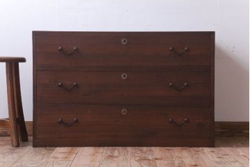 アンティーク家具　和製アンティーク　シンプルな古い木製の箪笥ローボード(衣装箪笥)(2)