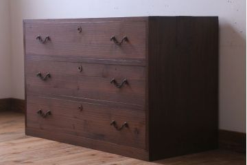 アンティーク家具　和製アンティーク　シンプルな古い木製の箪笥ローボード(衣装箪笥)(2)