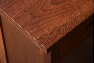 アンティーク家具　和製アンティーク　古い木の銀モールガラス戸カウンターテーブル