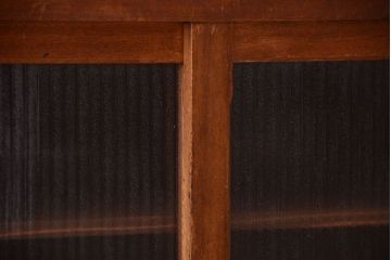 アンティーク家具　和製アンティーク　古い木の銀モールガラス戸カウンターテーブル