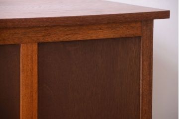 アンティーク家具　和製アンティーク　古い木の銀モールガラス戸カウンターテーブル