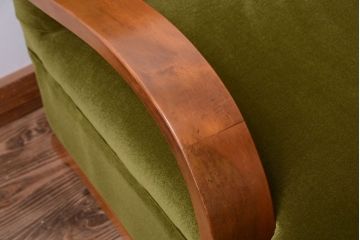 レトロ家具　和製アンティーク　大振りでレトロな3人掛けアームソファ