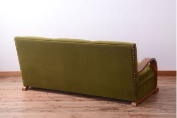 レトロ家具　和製アンティーク　大振りでレトロな3人掛けアームソファ