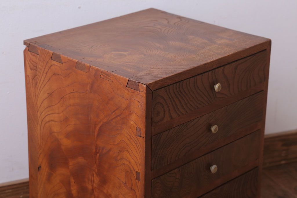 アンティーク家具　和製アンティーク　総欅!美しい杢目の古い小引き出し