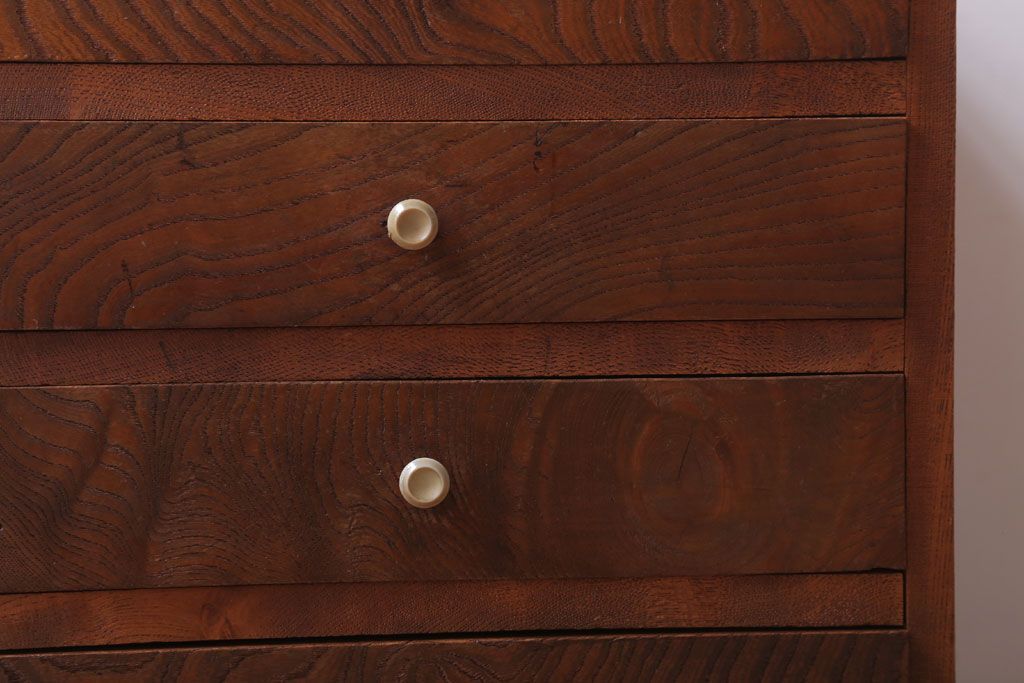 アンティーク家具　和製アンティーク　総欅!美しい杢目の古い小引き出し