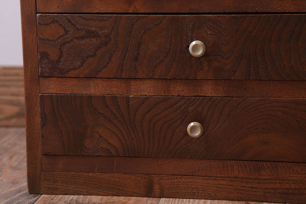 アンティーク家具　和製アンティーク　総欅!美しい杢目の古い小引き出し