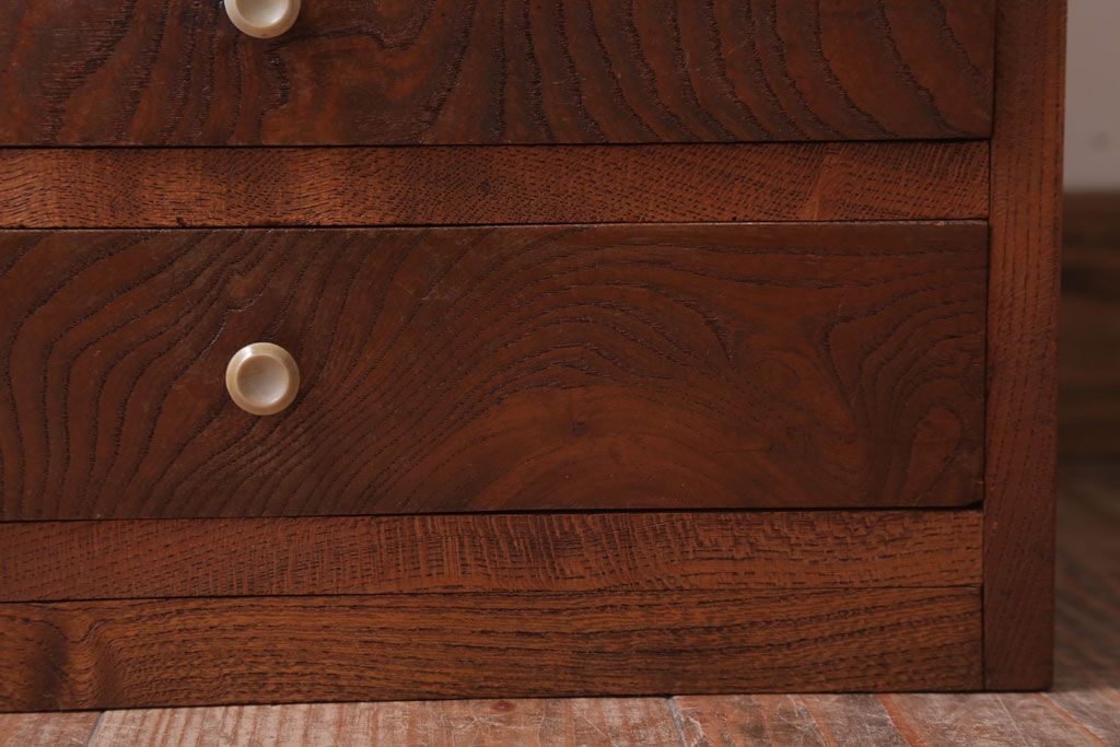 アンティーク家具　和製アンティーク　総欅!美しい杢目の古い小引き出し