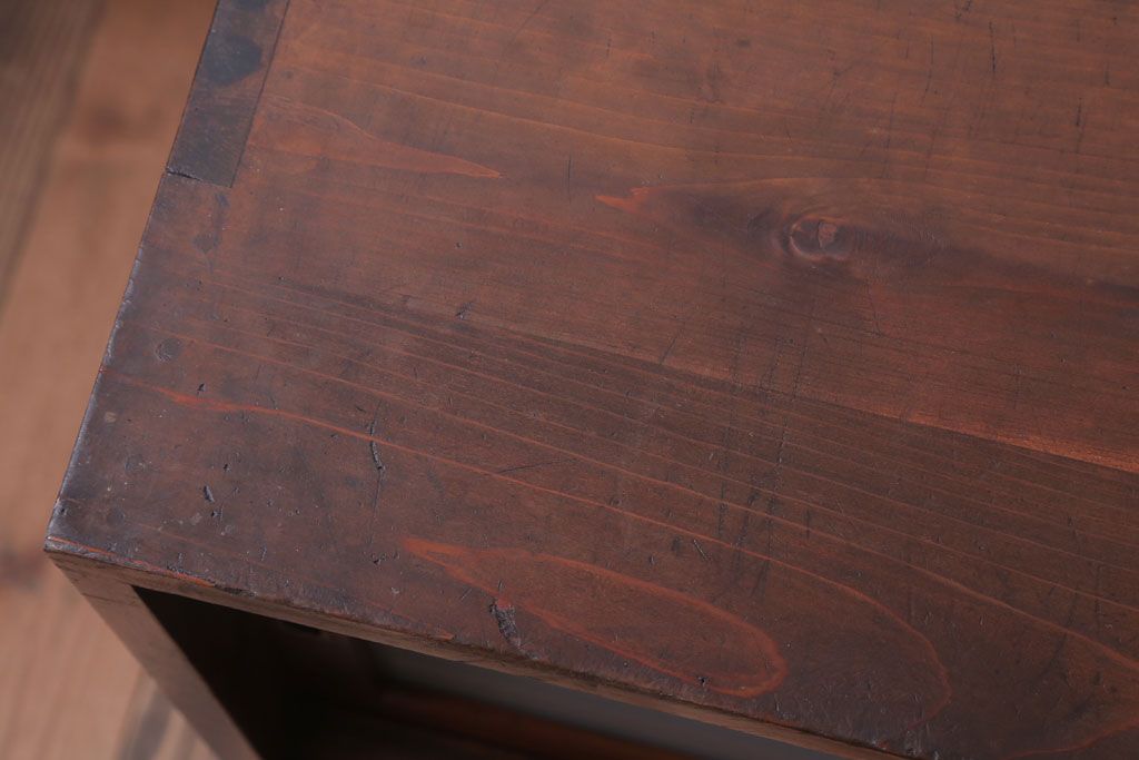 アンティーク家具　和製アンティーク　すりガラス入り!古い木のシンプルな戸棚(収納棚)