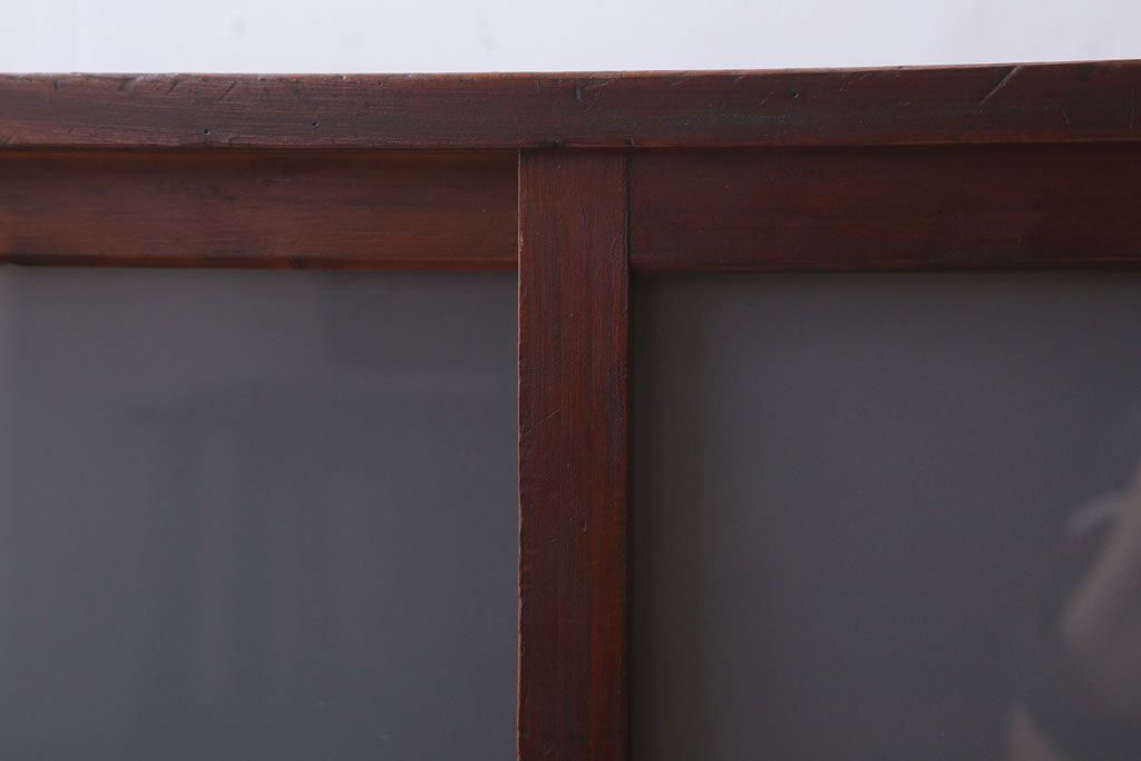 アンティーク家具　和製アンティーク　すりガラス入り!古い木のシンプルな戸棚(収納棚)