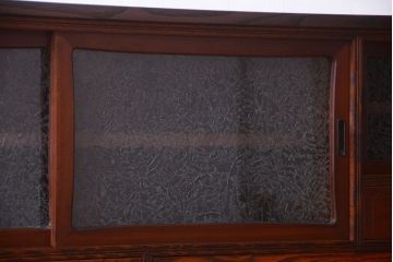 アンティーク家具　古民具・骨董　明治〜大正　高級品!前面欅材の結霜ガラス戸ローボード