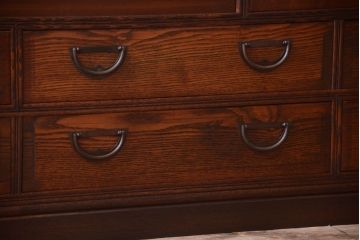 アンティーク家具　古民具・骨董　明治〜大正　高級品!前面欅材の結霜ガラス戸ローボード