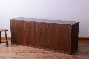 アンティーク家具　古民具・骨董　明治〜大正　高級品!前面欅材の結霜ガラス戸ローボード