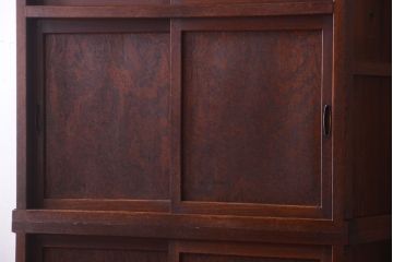 アンティーク家具　古民具・骨董　明治〜大正　前面玉杢無垢材の重ね戸棚(収納棚)