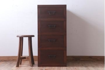 アンティーク家具　古民具・骨董　明治〜大正　古い木の4杯チェスト(引き出し)