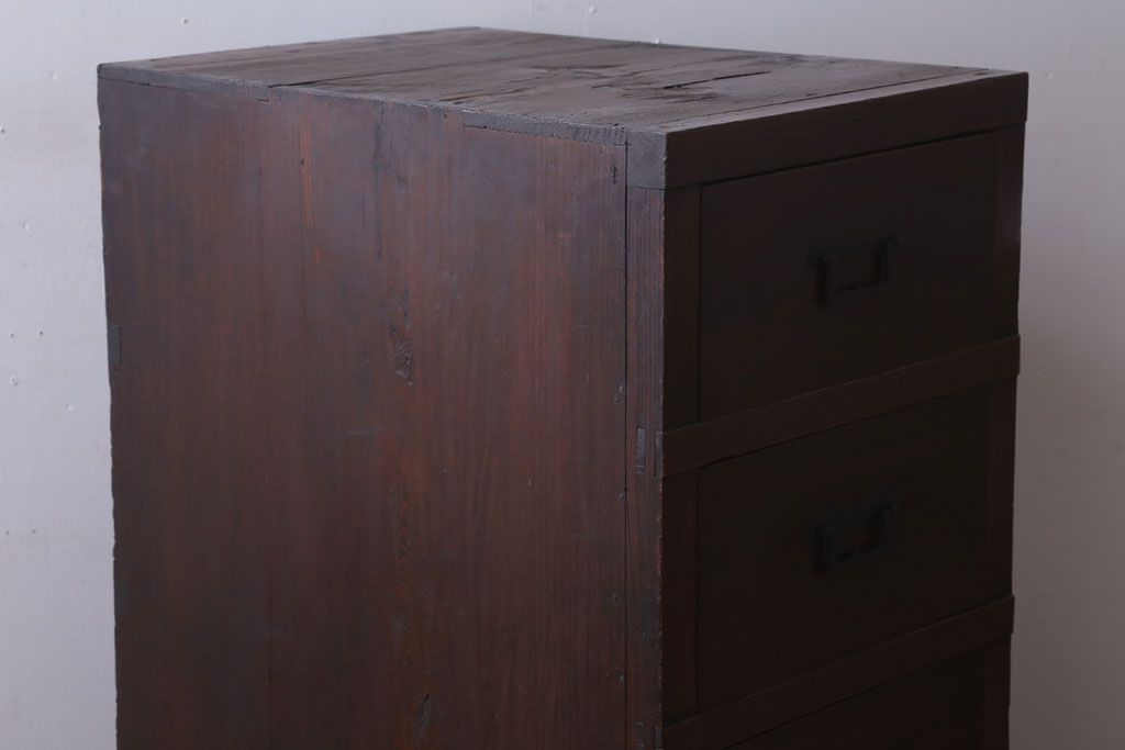 アンティーク家具　古民具・骨董　明治〜大正　古い木の4杯チェスト(引き出し)