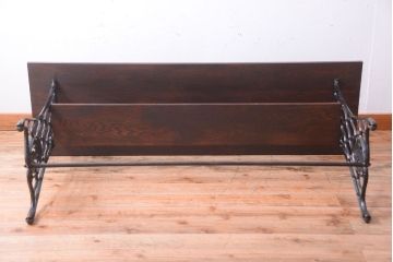 アンティーク　天板ナラ材!シンガーミシンリメイクテーブル(鉄脚テーブル・長テーブル)