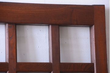 古民具・骨董　明治〜大正期　総欅!クリアガラス入り格子蔵戸(2)(玄関戸)