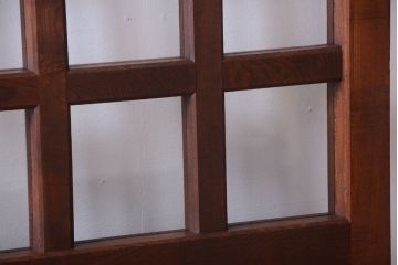 古民具・骨董　明治〜大正期　総欅!クリアガラス入り格子蔵戸(2)(玄関戸)