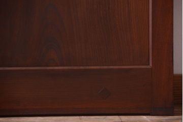 古民具・骨董　明治〜大正期　総欅!クリアガラス入り格子蔵戸(2)(玄関戸)