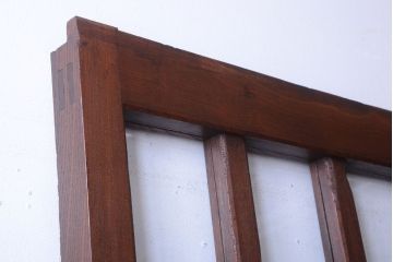 古民具・骨董　明治〜大正期　総欅!クリアガラス入り格子蔵戸(2)(玄関戸)