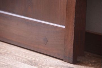 古民具・骨董　明治〜大正期　総欅!クリアガラス入り格子蔵戸(2)(玄関戸)