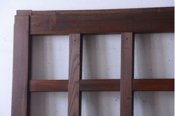 古民具・骨董　明治〜大正期　総欅!クリアガラス入り格子蔵戸(2)(玄関戸)