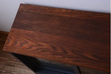 アンティーク家具　ペイント　モールガラス入り!4枚扉のカウンターテーブル(2)