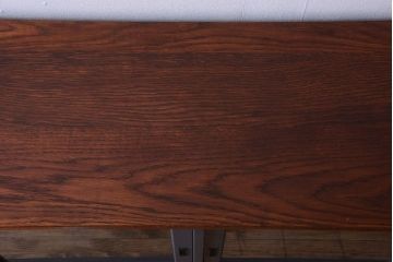 アンティーク家具　ペイント　モールガラス入り!4枚扉のカウンターテーブル(2)