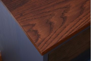 アンティーク家具　ペイント　モールガラス入り!4枚扉のカウンターテーブル(2)