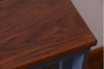 アンティーク家具　ペイント　モールガラス入り!4枚扉のカウンターテーブル(2)