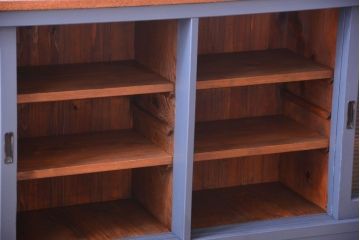 アンティーク家具　ペイント　モールガラス入り!4枚扉のカウンターテーブル(2)